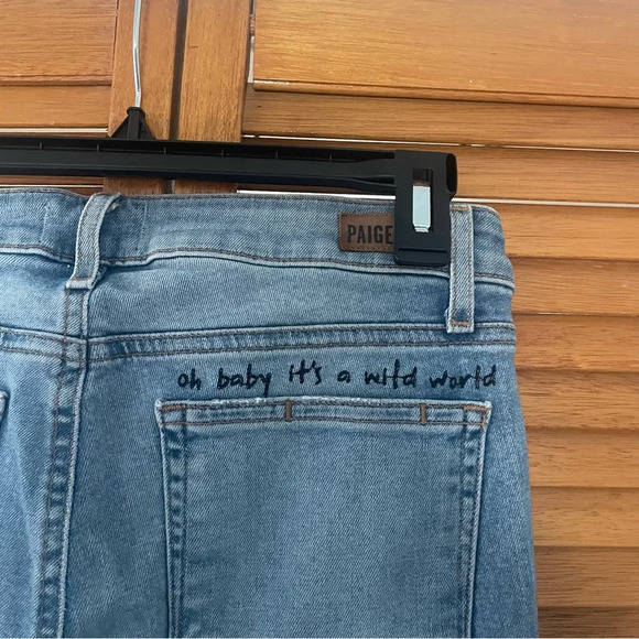 Paige Hoxton Ankle Caprice Embroidery Vintage 90s Punk Blue Ripped Jeans Sz 29 - Picture 9 of 9